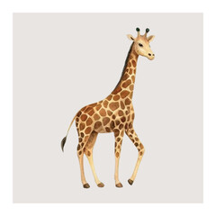 Naklejka premium A playful watercolor vector giraffe in a fun pose. Great for birthday cards, stickers, kids' stories, and cheerful, colorful designs with jungle flair.