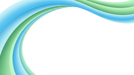 Abstract Blue and Green Organic Wave Border on White Background