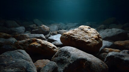 Fototapeta premium Glistening rocks on the mysterious ocean floor