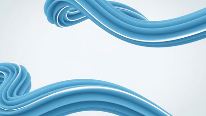 Abstract 3D Blue Fluid Wave Flowing on White Background