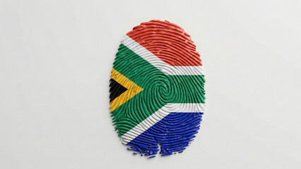 South African flag fingerprint isolated on white background 3D illustration