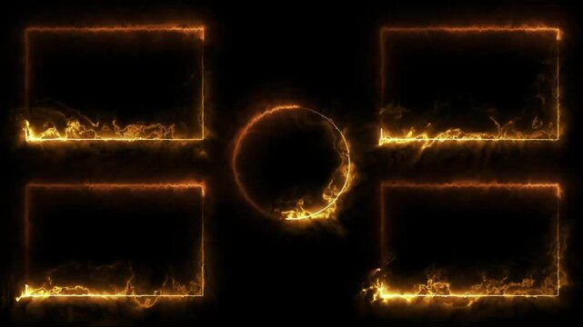 The layout includes four square/rectangular areas intended for displaying suggested videos or playlists. The template is a motion-graphics loop, often available as stock footage for content creators.