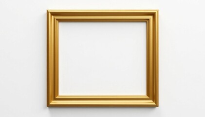 Fototapeta premium Elegant gold square frame, clean white backdrop, simple, image