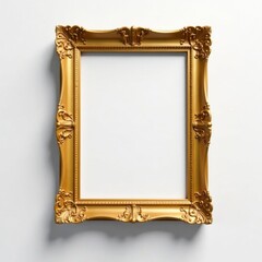 Elegant golden frame isolated on white background, golden frame, classic, frame border
