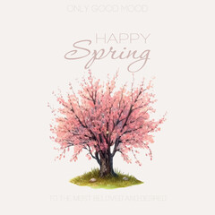 Obraz premium Happy Spring Card with Colorful Wildflowers – Watercolor Vector Bright wildflowers arranged in a loose bouquet with 