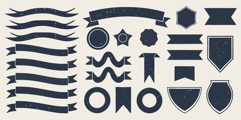 Collection of vintage navy ribbons banners and decorative design elements