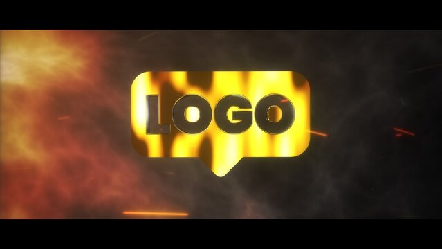 Blockbuster Movie Metallic Golden Icon Trailer Storm Fire Logo Reveal