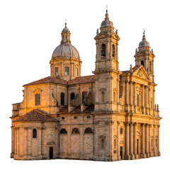 Fototapeta premium Grand cathedral facade, isolated on transparent background