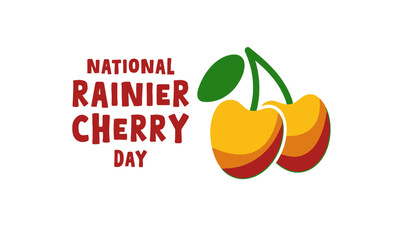 A colorful illustration of cherries celebrating National Rainier Cherry Day