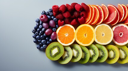 Assorted fresh fruits display