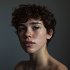 Fototapeta premium A natural portrait of a person with minimal make up. 