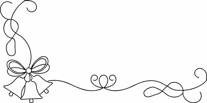 Elegant black and white corner flourish with a bow and jingle bells