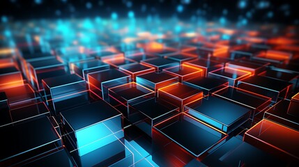 Fototapeta premium Abstract digital cubes in vibrant colors