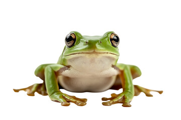 Obraz premium Green tree frog sitting alert