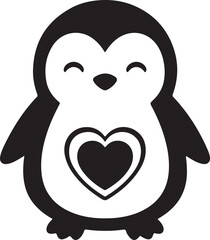 Adorable smiling penguin with a heart on its belly, perfect for expressing love and cuteness