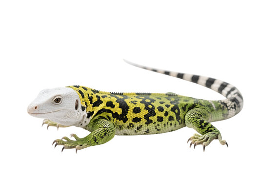 Leucistic monitor lizard isolated on transparent background
