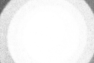 Macro of radial halftone shading with bright circular center and darker corners, black on transparent PNG, like a spotlight or sun glow in monochrome.