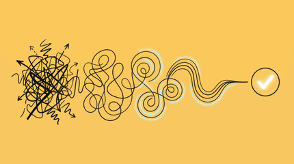 Problem-Solving Journey Vector Illustration &ndash; Conceptual Design of Clarity from Chaos for Decision-Making, Personal Growth, and Mental Wellness Use