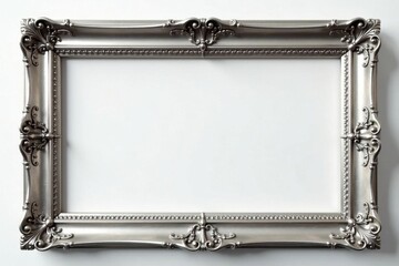 Elegant silver vintage picture frames, isolated , metallic, still life, stylish
