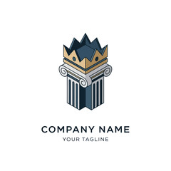 Fototapeta premium Graphic Design Logo with Crown and Column.