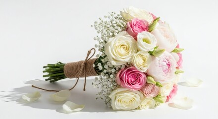 Beautiful bouquet of pink and white roses.