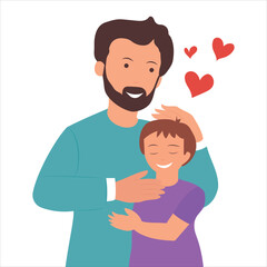 Father and son vector illustration. Happy fathers day template. Father loveing his son. Illustration of father and son vector. 