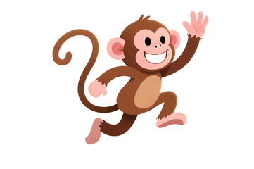 Cartoon monkey with braces running and waving