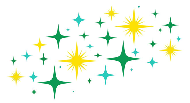 Vibrant Mid-Century Modern Sparkle and Starburst Design Elements.