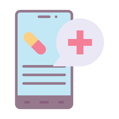 Obraz premium Online Medical Approval Icon, Medical And Healthcare Related Flat Style Vector Icon.