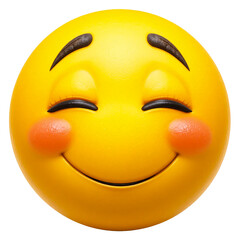 Fototapeta premium Happy smiling emoji face joyful expression isolated on white background