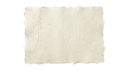 Obraz premium Blank textured handmade paper sheet with deckle edges, isolated on transparent background for backgrounds, stationery, invitations and mockups