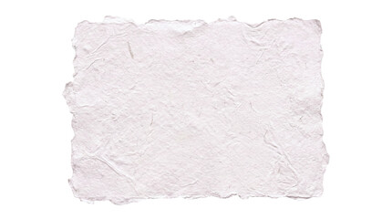 Obraz premium Blank white textured handmade paper sheet with deckle edges, isolated on transparent background for clean stationery, invitations, textures and design mockups