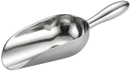 Polished Metal Scoop for Ice or Dry Goods with Handle isolated on transparent background