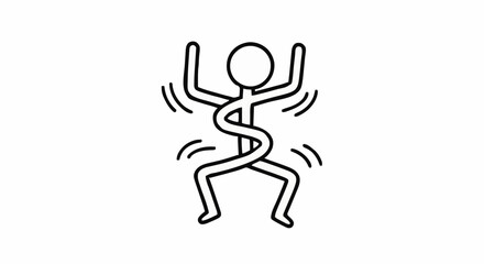Abstract Stick Figure Dancing with Wavy Lines.