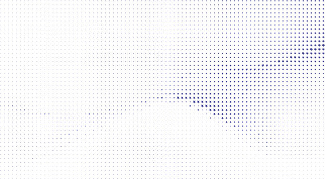 Blue star halftone pattern on white background, Blue star halftone abstract texture