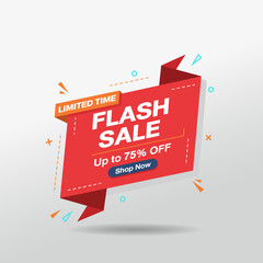 Flash Sale Promotion: Dynamic flash sale banner with vibrant colors and bold typography. Illustrates an urgent offer and an invitation to shop now. 