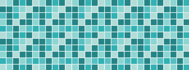 Fototapeta premium Teal blue pool tile with a classic square pattern texture. Tile pattern background for bathroom, pool, kitchen design