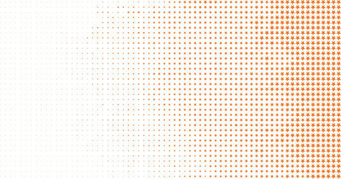 Orange star halftone pattern fading left to right, Directional star halftone abstract design