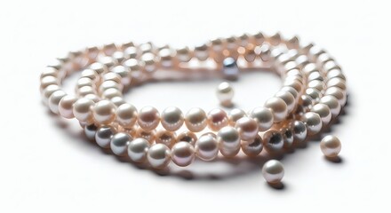 Obraz premium Pearl Necklace Jewelry on White Background.