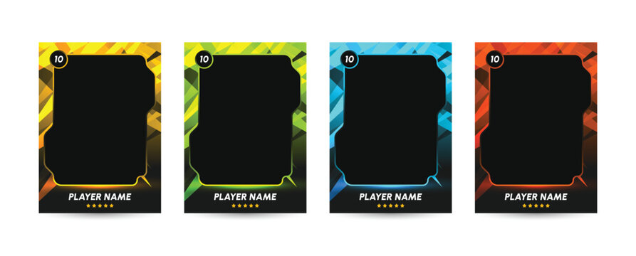 Trading card template design for sports, picture frame for player performance, photo frame or border collection for hockey, basketball and football player, sports flyer design, template eps 10.
