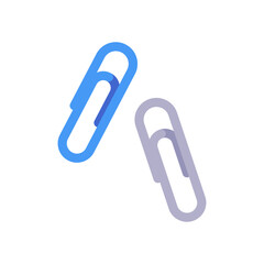Obraz premium Set of two paperclips in blue and gray, colorful collection with vector flat illustrations