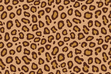 Obraz premium Leopard print pattern with brown and yellow spots on a beige background