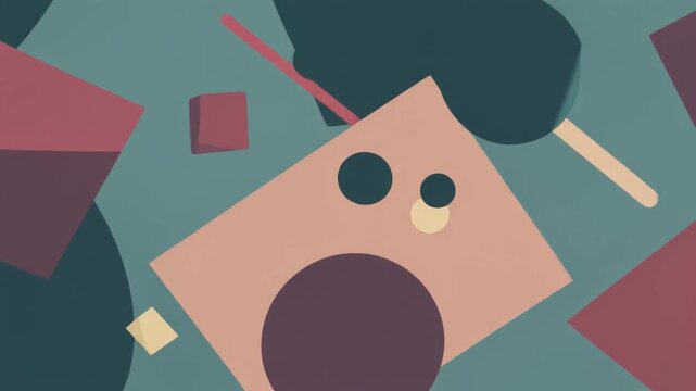Abstract geometric shapes with matte colors　マットな色調のレトロ感のある幾何学図形の抽象背景　フルHD　動画