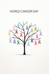 world cancer day ribbon tree poster
