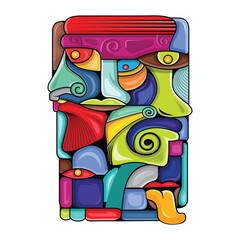 Abstract art vector design face cubism