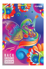 Abstract butterfly fairy design with pop art concept vector