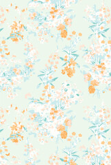 Fototapeta premium Small Flower pattern. Ditsy floral seamless pattern. Small little flower background. Repeat pattern. Ditsy print. Botanic surface design. Hand draw floral flower pattern for fashion, fabric,decor