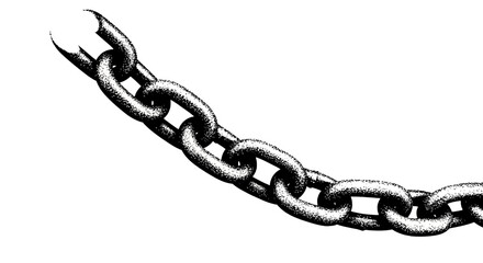 Obraz premium A detailed illustration of a metal chain link structure viewed from a slight angle, showcasing its industrial texture and design