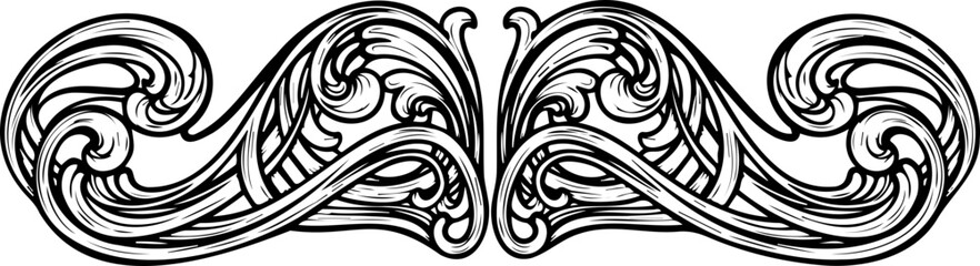 Fototapeta premium A beautiful black and white vector graphic of an ornate scroll design element