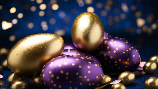 Holiday Easter with bright eggs are main accessory at background